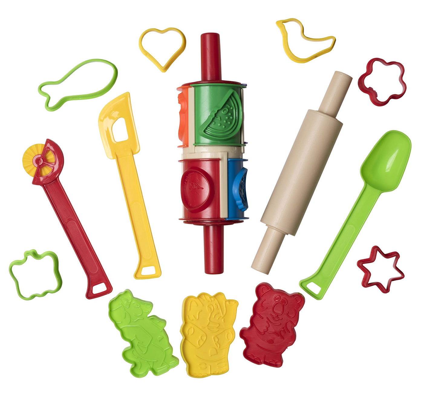 16 Piece Clay And Dough Modeling Tools Kit For Kids Play- Plastic Dough Rollers Molds Cutters Animal Shapes-Fun Modeling Clay Dough Playset For Children