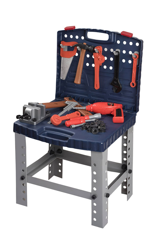 Toy Tool Set Workbench for Toddlers and Children Pretend Play- Kids Workshop Toolbench Building Toys - Kids Tools Playset with Realistic Tools and Electric Drill