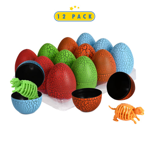 12 Pack Dinosaur Eggs with 3D Puzzle Dino Figure- Dinosaurs Party Favor Dino Supplies- Easter Eggs Toys Easter Basket Fillers Gifts For Kids