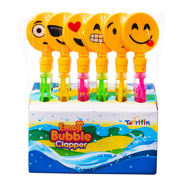 12 Pack Giant Bubble Wands Emoji Party Favor Toys - Bulk Bubbles Party Favors Clapper Toys For Kids