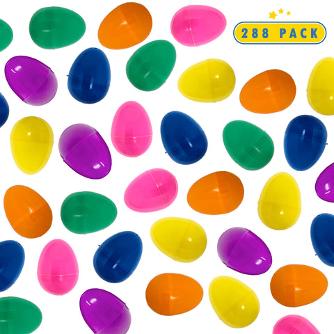 Toyrifik Plastic Easter Eggs Assortment - Fillable DIY Rainbow Colored Empty Egg Shells For Easter Egg Hunt - lot of 288
