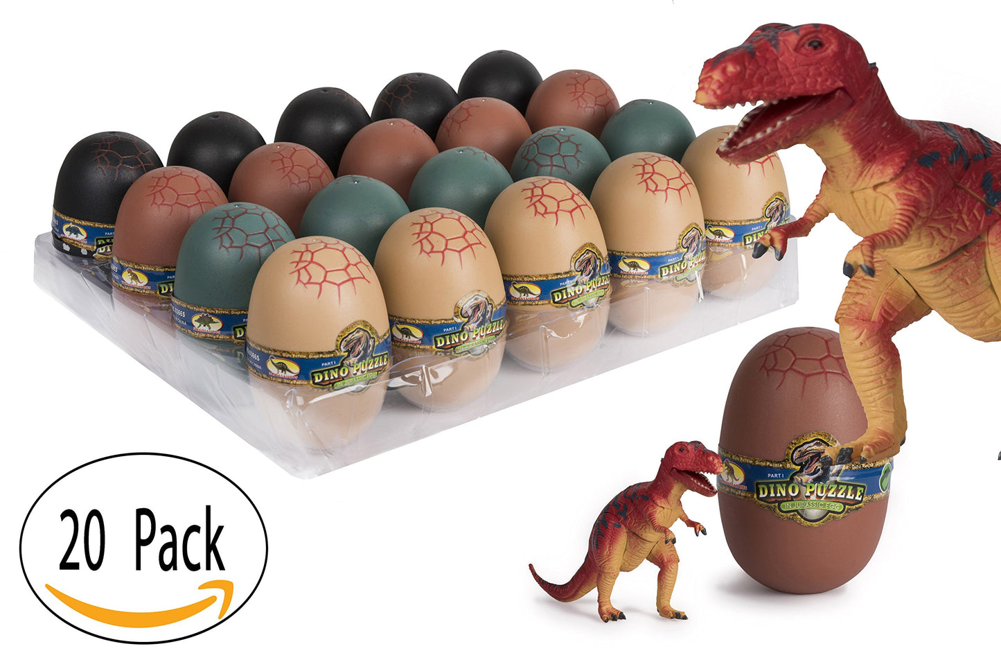 20 3D Dinosaur Puzzles In Dino Eggs - Jurassic Egg With Dinosaur Figures- Dinosaurs Toys For Kids Party Favors And Dinosaur Party, Easter Basket Fillers Easter Eggs Toys For Boys