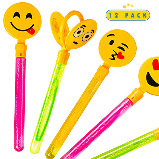 12 Pack Giant Bubble Wands Emoticon Party Favor Toys - Bulk Bubbles Party Favors Clapper Toys For Kids