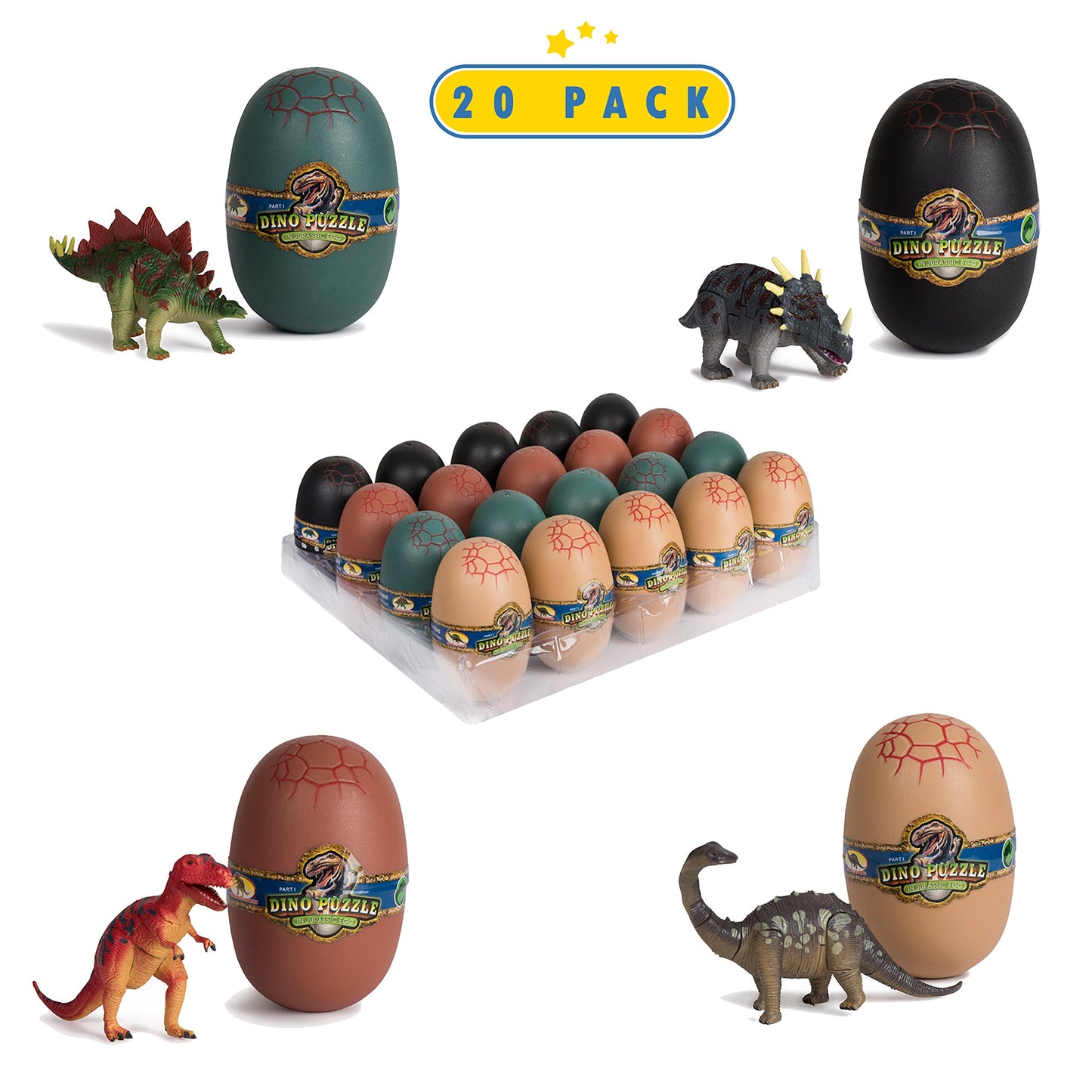20 3D Dinosaur Puzzles In Dino Eggs - Jurassic Egg With Dinosaur Figures- Dinosaurs Toys For Kids Party Favors And Dinosaur Party, Easter Basket Fillers Easter Eggs Toys For Boys