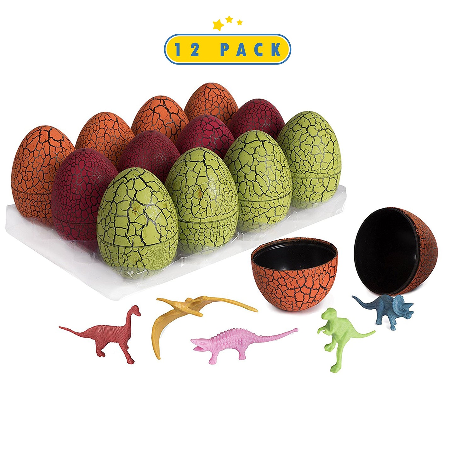 12 Pack Dinosaur Eggs With Mini Dinosaur Figures In Jurassic Dino Egg- Easter Eggs Basket Stuffers For Party Kids Easter Gift - Dinosaur Toys Party Favors