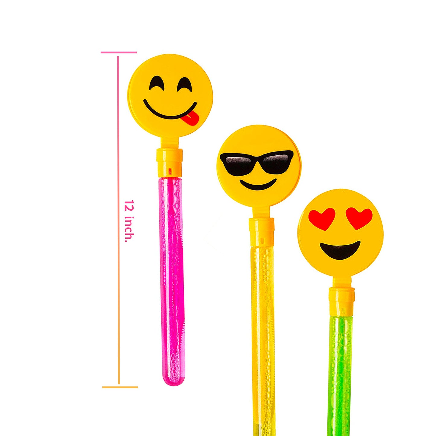 12 Pack Giant Bubble Wands Emoji Party Favor Toys - Bulk Bubbles Party Favors Clapper Toys For Kids