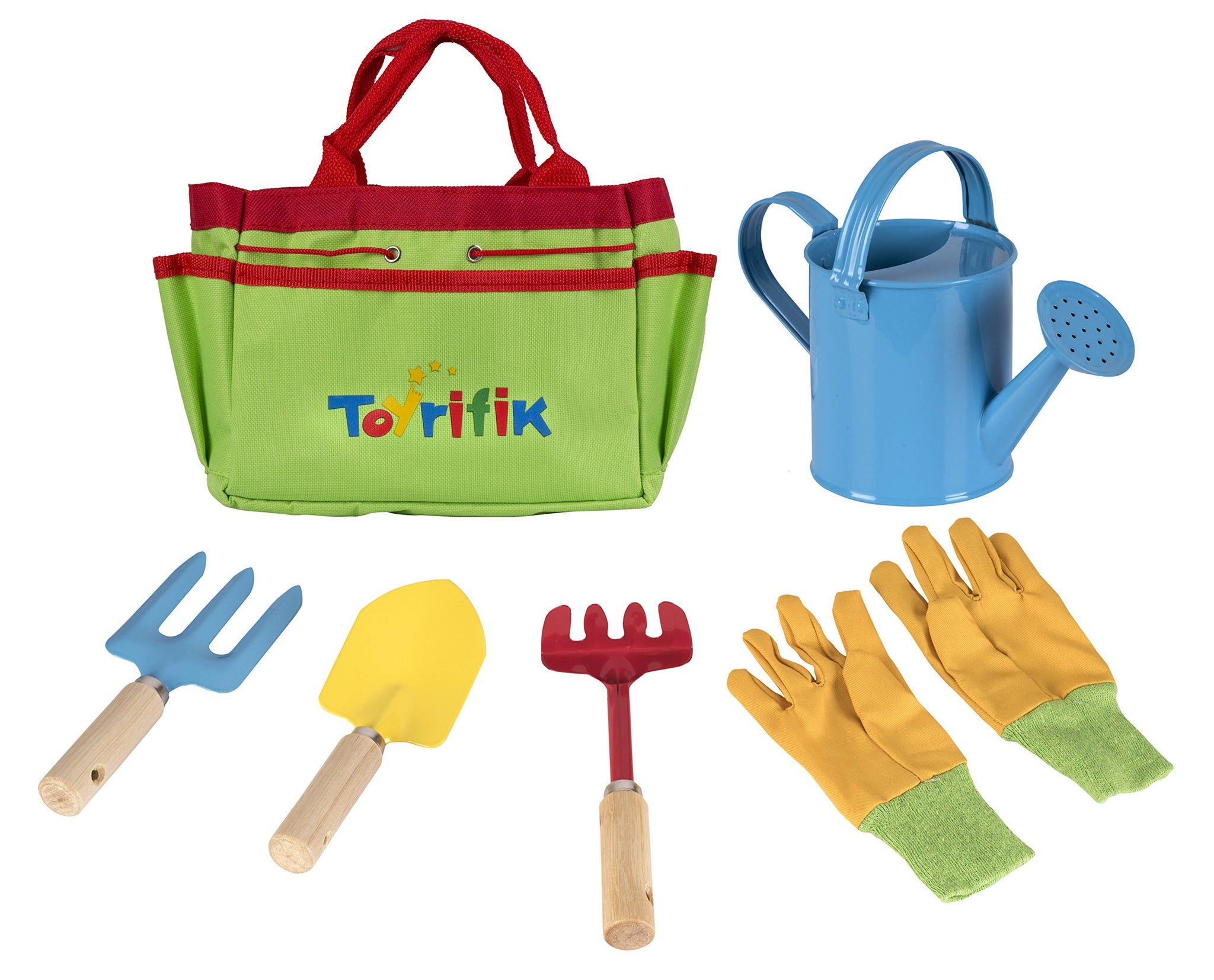 Little Gardener Tool Set With Garden Tools Bag For Kids Gardening - Kit Includes Watering Can, Children Gardening Gloves, Shovel, Rake, Fork And Garden Tote Bag-Children Gardening All In One Kit