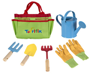 Little Gardener Tool Set With Garden Tools Bag For Kids Gardening - Kit Includes Watering Can, Children Gardening Gloves, Shovel, Rake, Fork And Garden Tote Bag-Children Gardening All In One Kit