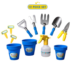 12 Piece Gardening Toys Tools Set For Kids And Toddlers- Planting Digging Garden Tools For Children- Pretend Play Gardening Sand Toys Rakes, Shovels