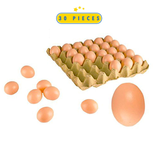 30 Fake Chicken eggs on Tray Realistic Egg Toy Food Playset For Kids - Pretend Play Artificial Kitchen Foods - Faux Eggs Home Decor